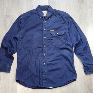 VTG Woolrich Shirt Mens Medium Blue Sportsman Chamois Flannel Hiking Outdoor